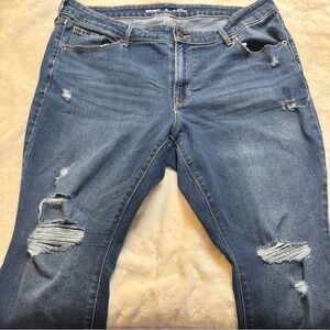 Old Navy Women's Ripped Skinny Jeans - Dark Blue 16 Short